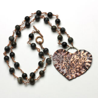 Xs and Os Copper Heart Necklace
