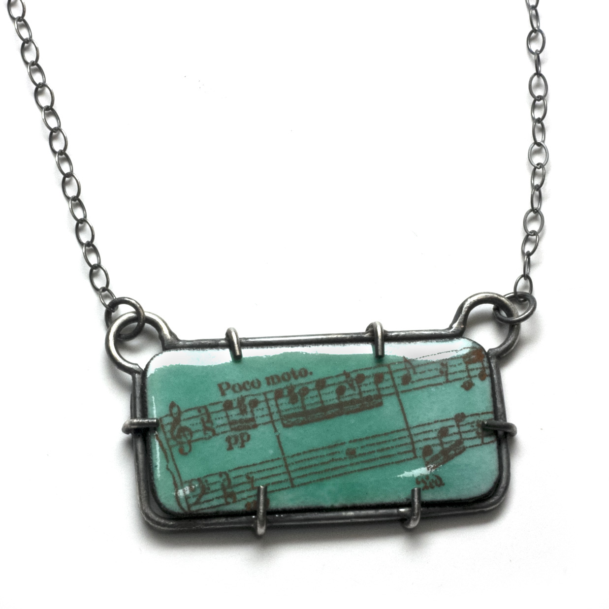 Sterling silver and enamel music necklace