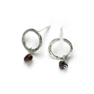 Garnet Intentions Post Sterling Silver Earrings