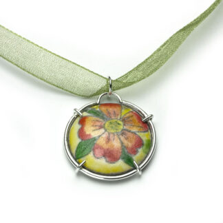 Red Flower Enamel Charm