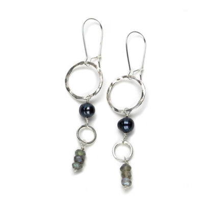 Pearl and labradorite sterling silver earrings