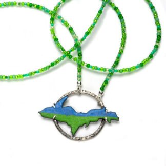 UP blue and green necklace