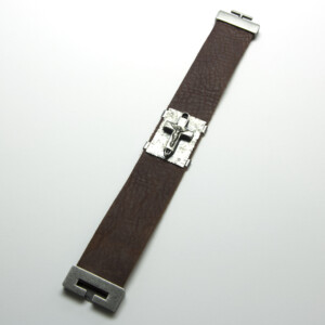 leather bracelet with sterling cross